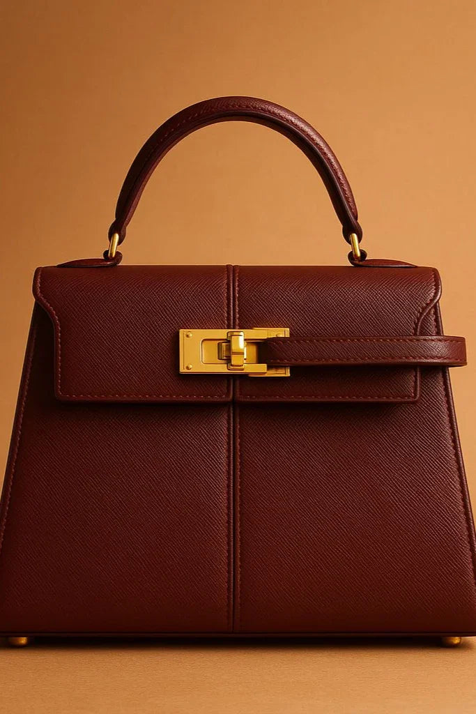 Bolsa Elise Borgonha - Couro Premium Estruturada.