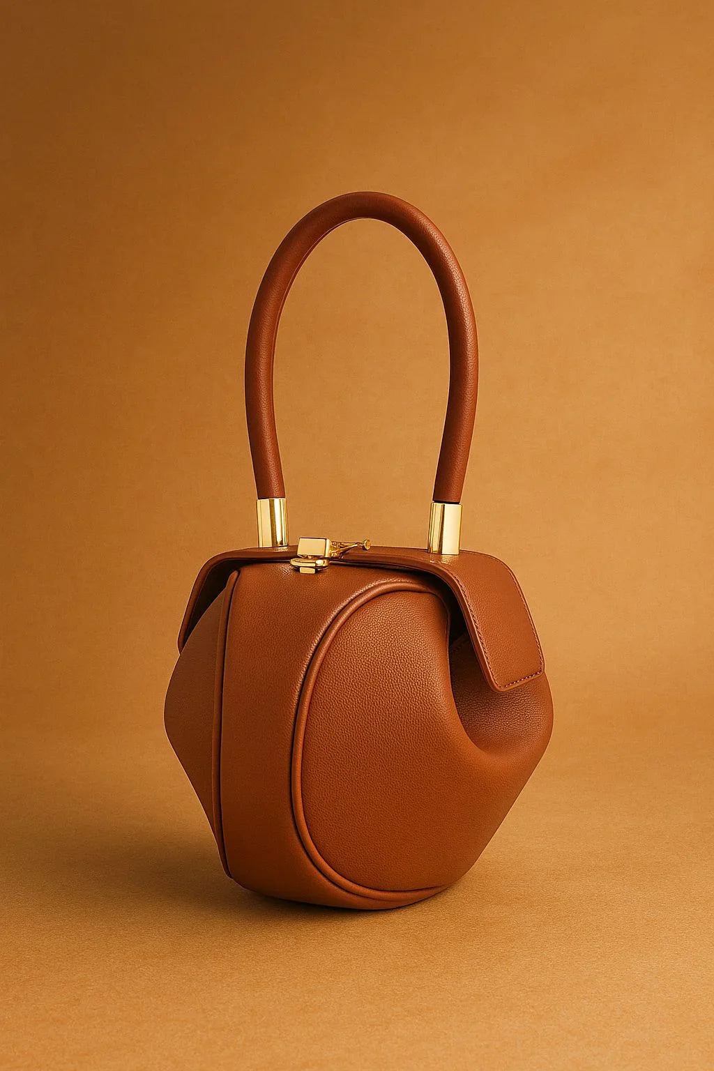 Bolsa de Couro Lívia – Design Esférico, Couro Premium e Estilo Contemporâneo.